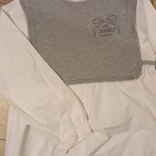 Zara blouse size 152 like new, white and grey