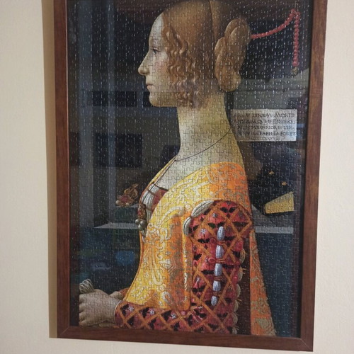 Ravensburger 1000-piece puzzle Domenico Ghirlandaio with brown-gold frame and plexiglass like new