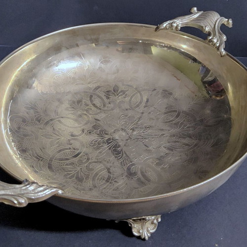 Silver-plated fruit bowl used, Italian made with decorative engraving