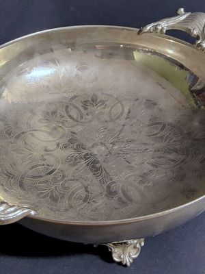 Silver-plated fruit bowl used, Italian made with decorative engraving