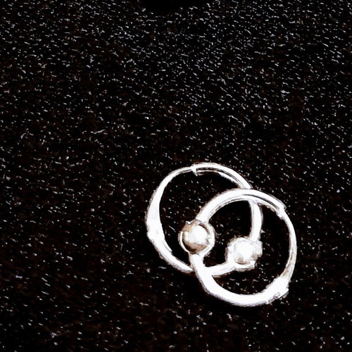 Silver 925 hoop earrings with bead