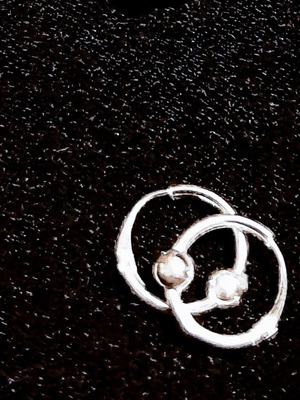 Silver 925 hoop earrings with bead