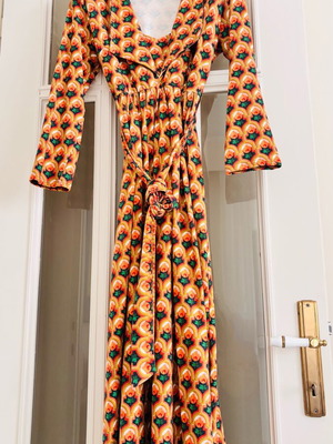 Hemithea Retro Maxi Dress like new, size S-M, geometric 70s pattern