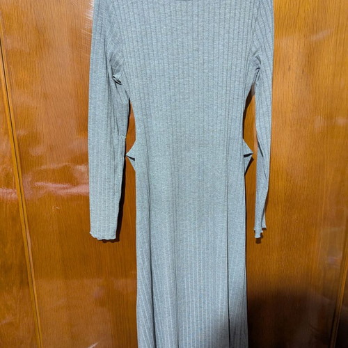 Stradivarius long grey dress size L like new with back opening