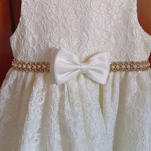 Dress No5 lace ivory with golden beads, like new, size 110 cm