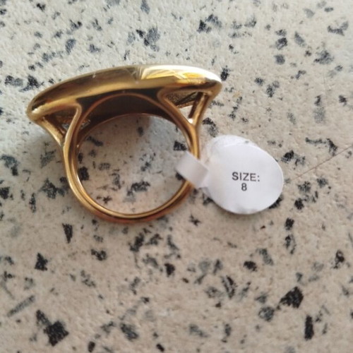 Ring from stainless steel size 57 new, gold color, geometric shape
