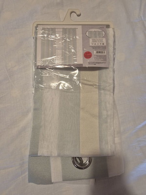 Striped curtain with rings