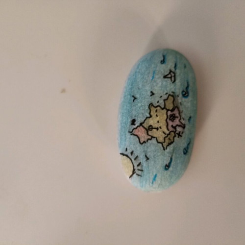 Painting on sea stone new, island design