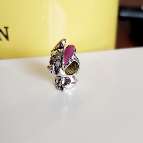 Silver 925 Stitch charm new, handmade, pink and silver