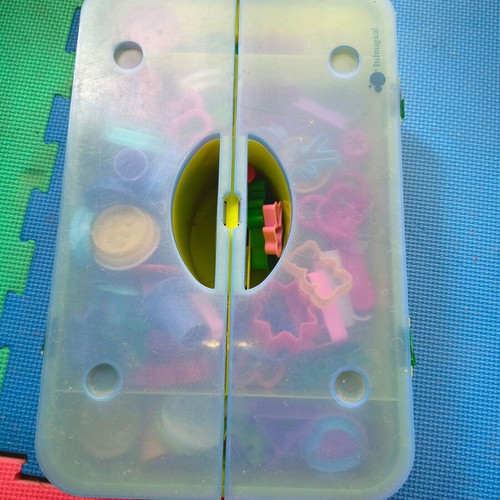 Play Doh plastic case with tools and molds used