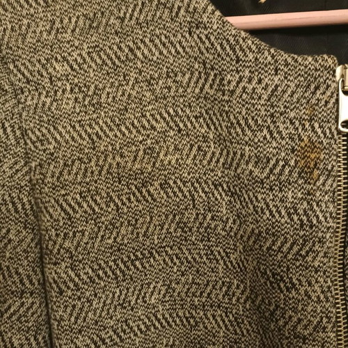 Zara coat used with zipper and black-white herringbone weave