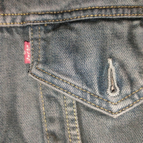 Vintage Levi's 70500 cropped jacket refurbished, gray and blue, size M