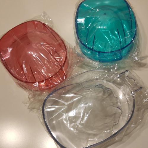 Manicure Bowls set of 6 new, acrylic, blue red transparent