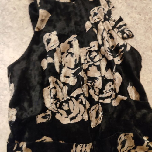 Lipsy London velvet jumpsuit, black and gold, size S
