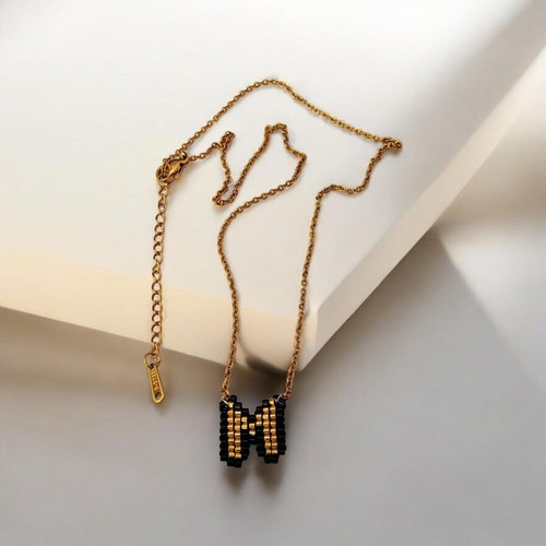 Handmade monogram necklace with Miyuki beads