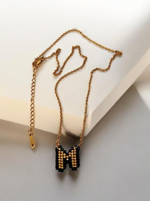 Handmade monogram necklace with Miyuki beads