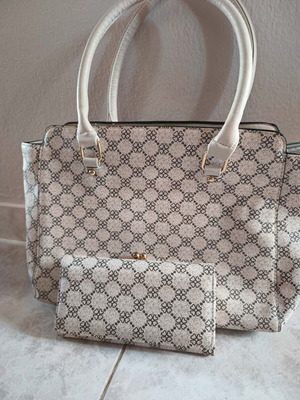 Handbag and Wallet Set Beige with Luxury Patterned Design New