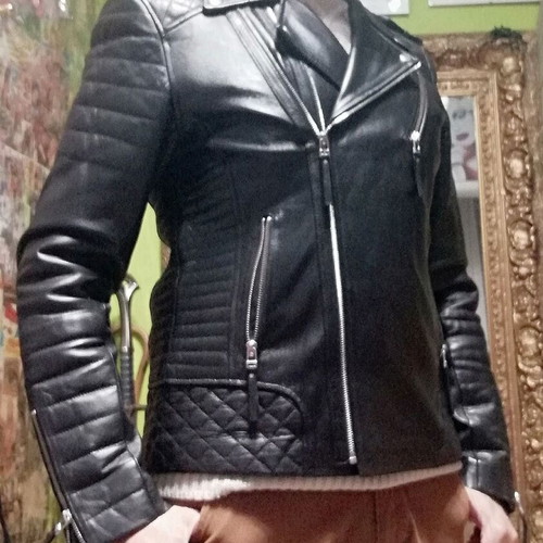 Leather jacket like new, black, size M-L