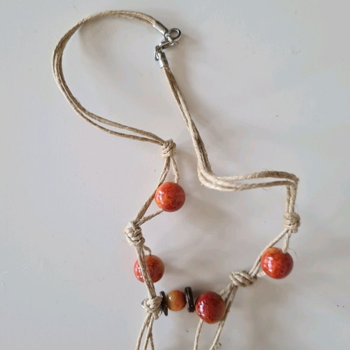 Handmade necklace like new with beads and stainless clasp