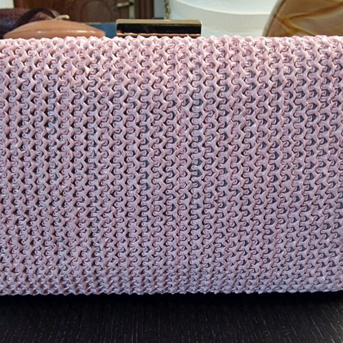 Clutch pink knitted like new with gold metal details