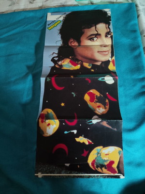Vintage Michael Jackson Jon Bon Jovi Poster used from 1988 magazine