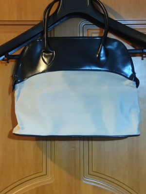 Handbag new, satin and black leatherette