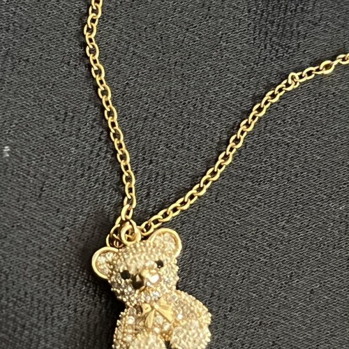 Necklace with gold-tone steel bear pendant, new