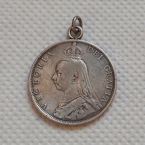 British silver double florin coin 1889, Queen Victoria Jubilee head