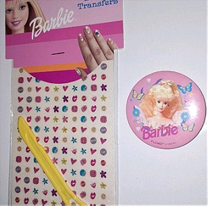 Συλλεκτικη κονκάρδα Barbie τηςMattel του 1995,και αυτοκολλητα νυχιών Barbie του 2000 απο την Mattel