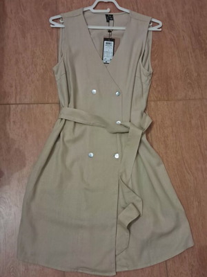 Vero Moda women's summer linen dress new, beige, size S