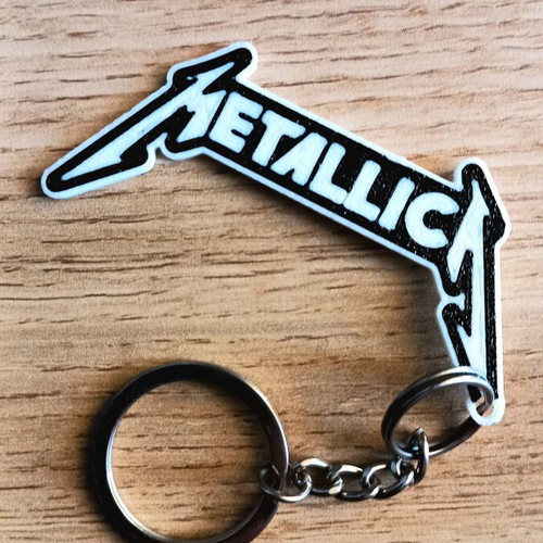 Metallica keychain, black and white, heavy metal design