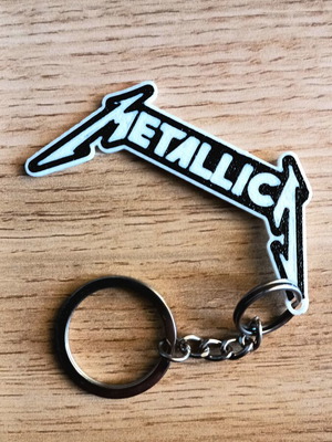 Metallica keychain, black and white, heavy metal design