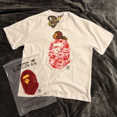 Bape T-shirt new, pink and white, size XL