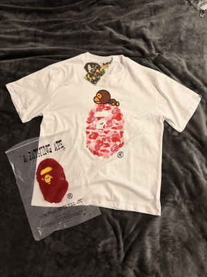 Bape T-shirt new, pink and white, size XL