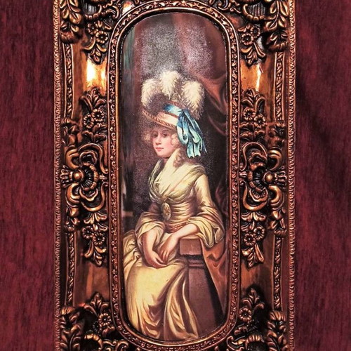 Unsigned Victorian Lady painting on canvas with frame new