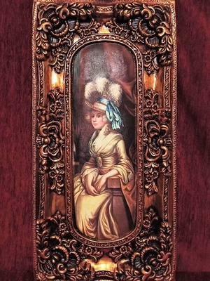 Unsigned Victorian Lady painting on canvas with frame new