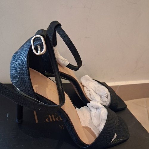 Lara Conte Madrid leather sandals new, black, heel height 8 cm, size 37