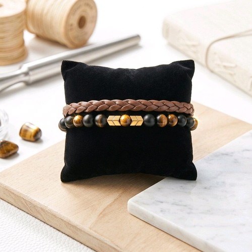 Tiger Eye Men's Bracelet new, gold hematite