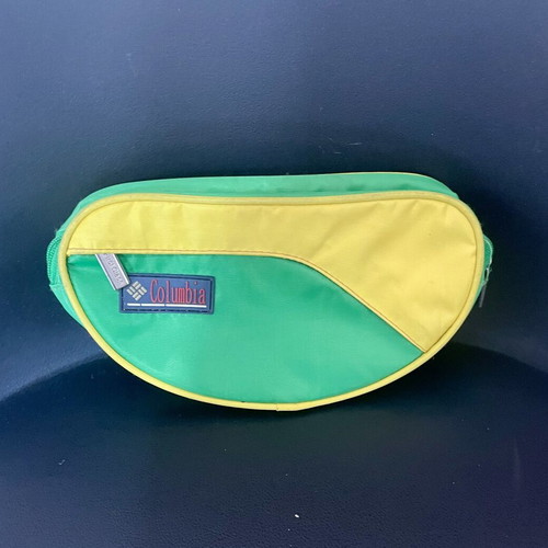 Columbia vintage waist bag 90s colorblock green and yellow like new