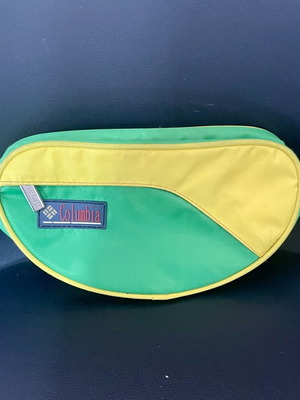 Columbia vintage waist bag 90s colorblock green and yellow like new