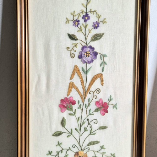 3 Vintage Embroidered Floral Frames set