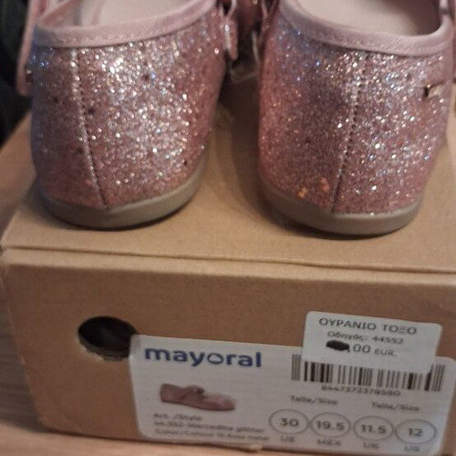 Mayoral pink glitter ballerinas with bow, size 30