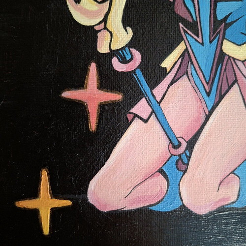 Handmade painted Dark Magician Girl card linen new