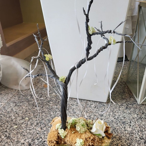 Handmade decorative tree like new wire art with stone base