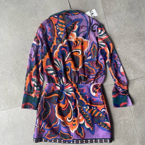 Zara short printed dress new, size M, multicolor