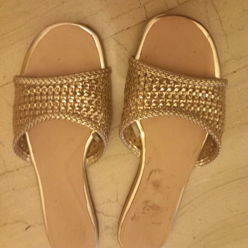 Zara slippers used, knitted, gold color, size 41