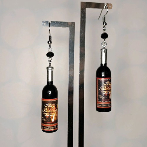 Handmade earrings wine bottle design with crystals new