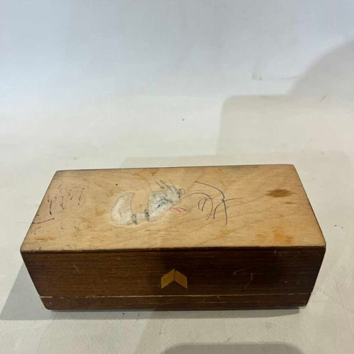 Vintage wooden Soviet marquetry box used from 1970s