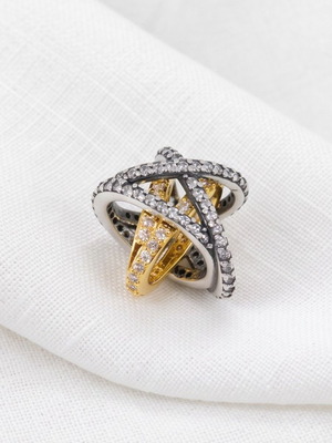 Pandora Sparkling Crossover Star Charm S925 ALE new, gold and silver