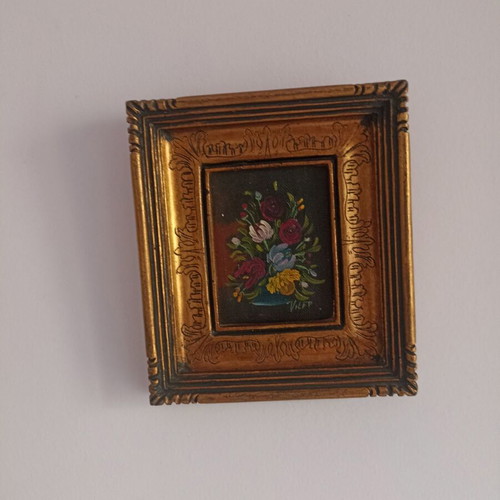 Antique oil paintings 17x15 cm, set of 2